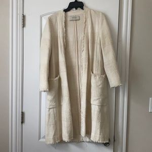 ZARA | Cream Woven Open Coat
